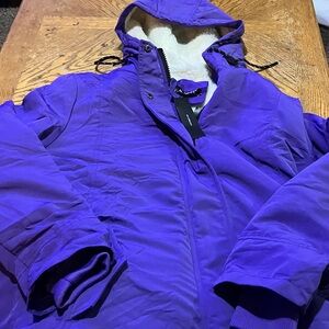 Allegra K Purple Hooded Jacket